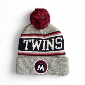 Minnesota Twins Ford Logo Winter Hat Beanie Gray Pom Pom NEW